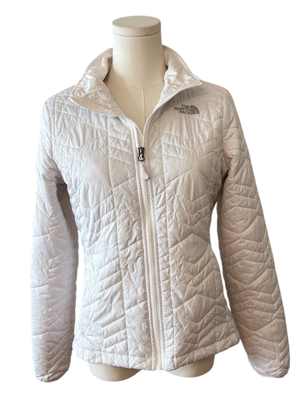 The North Face White Quilted Jacket Coat Size Small